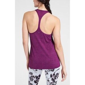 Athleta High Neck Shadow Stripe Chi Racerback Tank Top Women's XL Purple Active